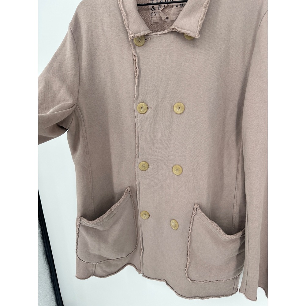 Frank & Eileen Jacket Womens XL Biscotti Pink Beige Belfast Raw Hem Peacoat - Picture 10 of 11